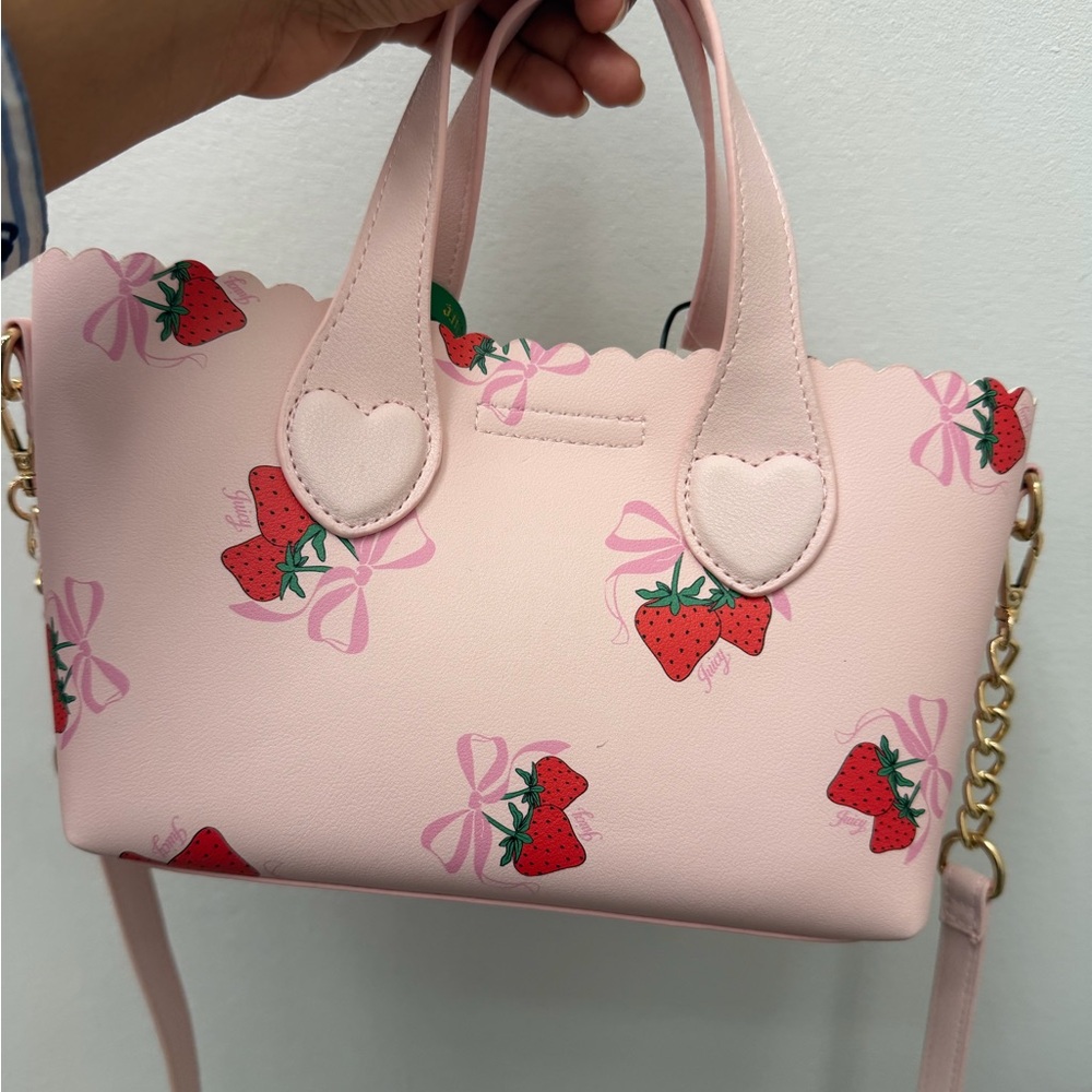 Pink Strawberry Print Handbag
